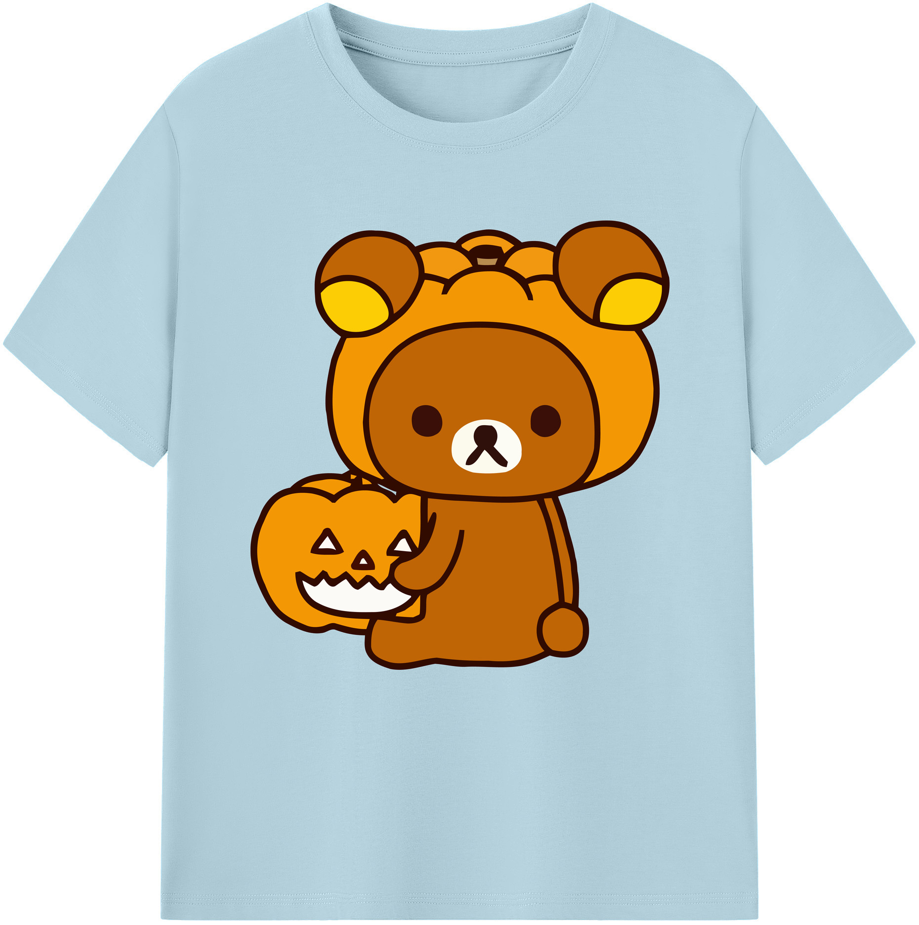 （画像用） リラックマ リラックマ キイロイトリ Rilakkuma Korilakkuma Kiiroitori 綿100％半袖Tシャツ（フロントプリント）